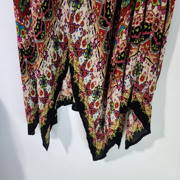Bohemian multi colored mandala print asymmetrical midi broom skirt - Picture 6 of 10